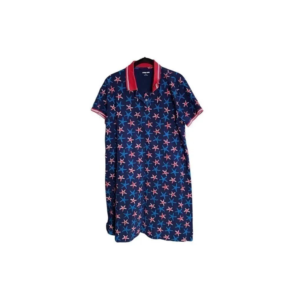 Lands end, women’s starfish polo style, short sleeve, dress, size large